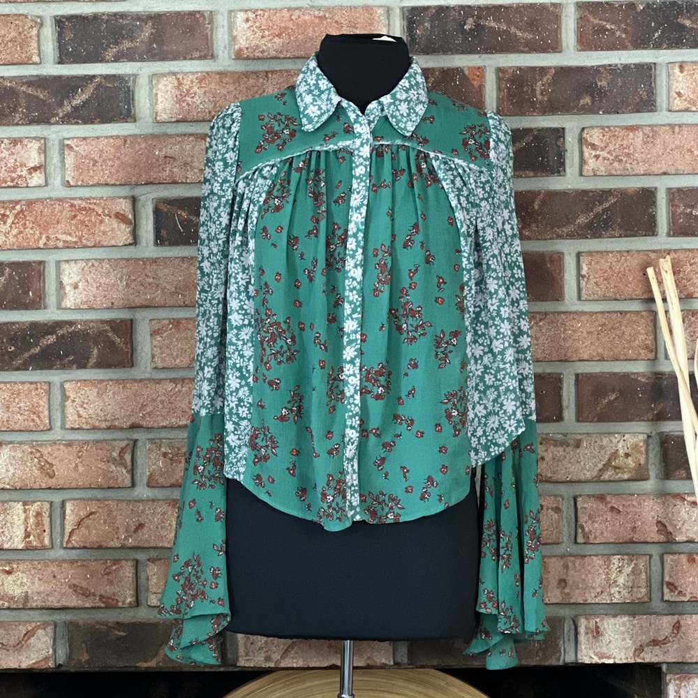 Free People Boho Cropped Blouse